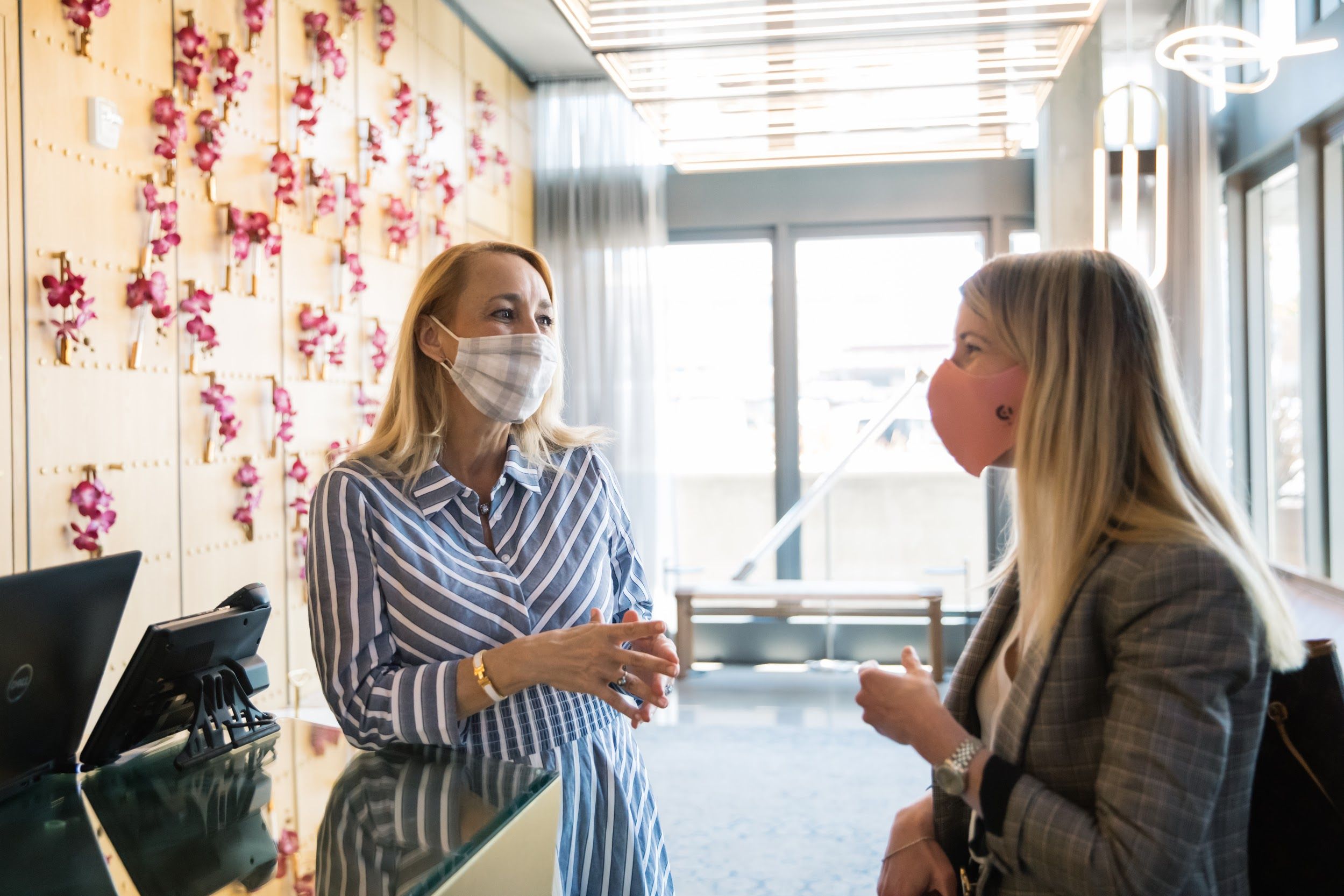 People in office with masks